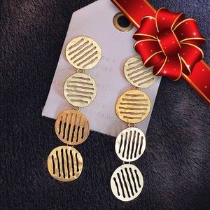 Anthro Matte Gold Cutout Striped Discs